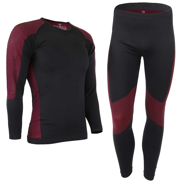 Conjunto de ropa interior térmica ALPIDEX en negro y rojo