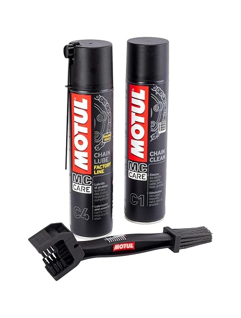 Conjunto de cuidado de cadena Motul con C4, C1 y cepillo de limpieza
