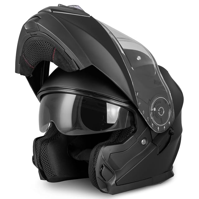 Casco modular Vinz Santos con la mentonera cerrada, en tres cuartos