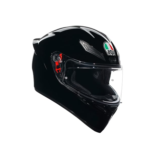 Casco integral AGV K1 S de perfil, con el spoiler trasero a la vista