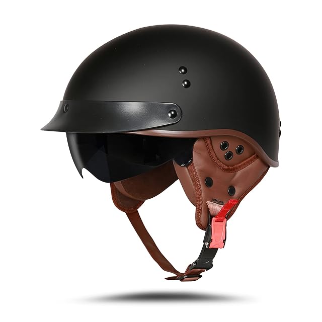 Casco jet BOSERMEM en negro mate con las gafas incluidas