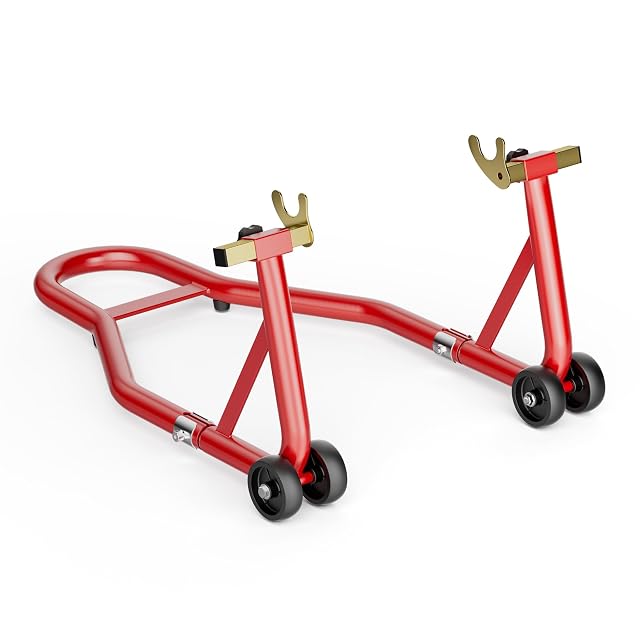 Caballete trasero de taller rojo Wiltec para motos