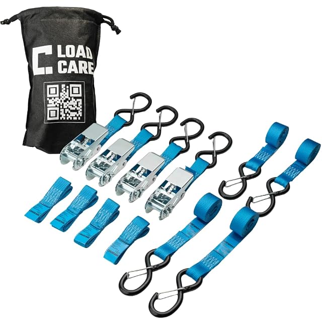 Juego de correas para moto LoadCare de ocho piezas en azul