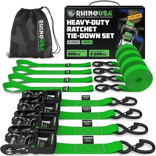 Pack de cuatro correas de amarre de trinquete Rhino USA